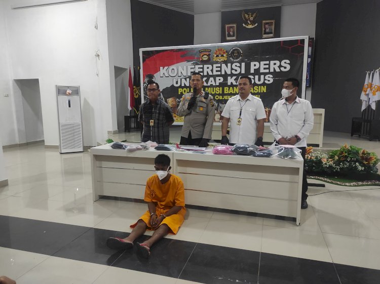 Polres Muba menggelar konferensi pers terkait penangkapan pelaku pembunuhan. (Amarullah Diansyah/Rmolsumsel.id). 