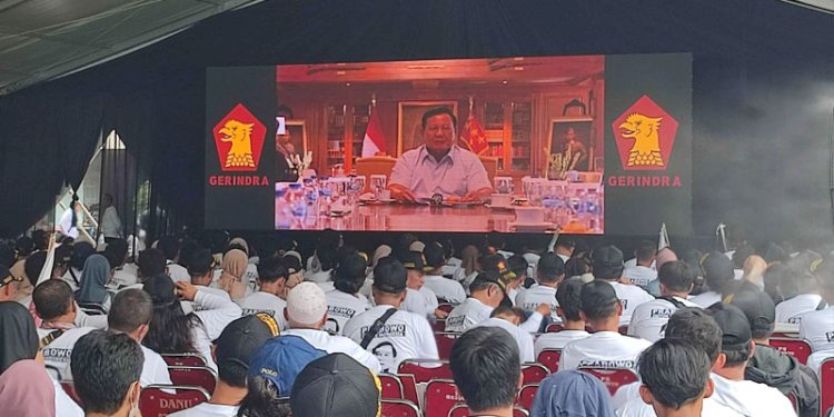 Empat ribu kader Gerindra hadir pada Konsolidasi Kader Partai Gerindra Dapil 10 Jakarta Barat, di lapangan Stadion Kebon Jeruk, Jakarta Barat/RMOL