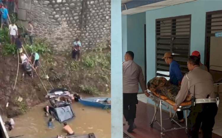 Evakuasi korban kecelakaan di Muara Kelingi, Kabupaten Musi Rawas, Sumatera Selatan. (Kolase/RMOLSumsel.id)