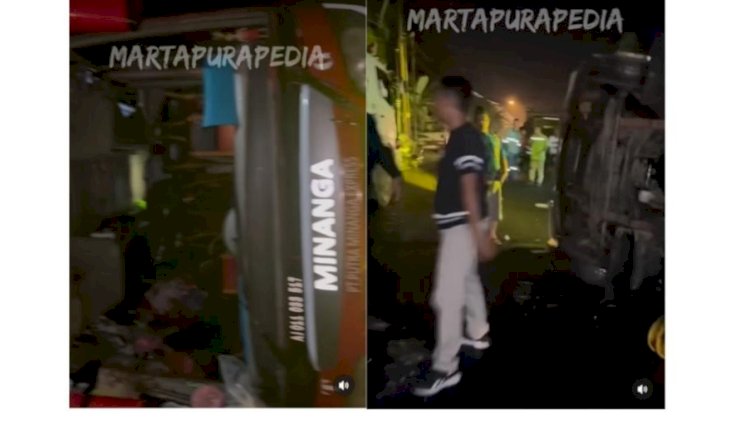 Tangkapan layar rekaman kecelakaan bus yang mengangkut rombongan murid SD asal OKU Timur/repro